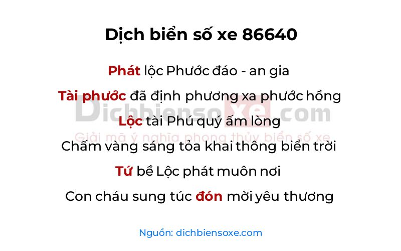 Dịch thơ biển số 86640