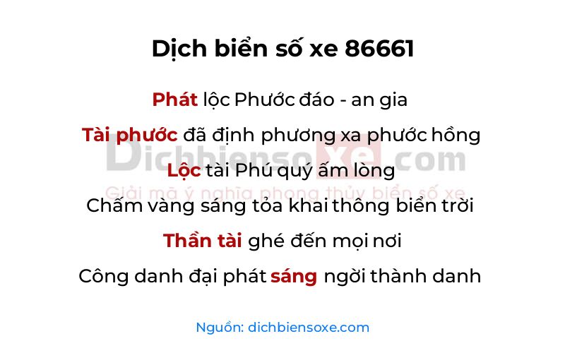 Dịch thơ biển số 86661