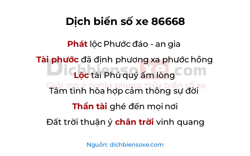 Dịch thơ biển số 86668