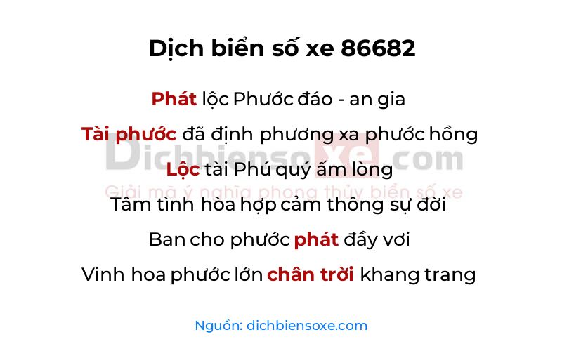 Dịch thơ biển số 86682