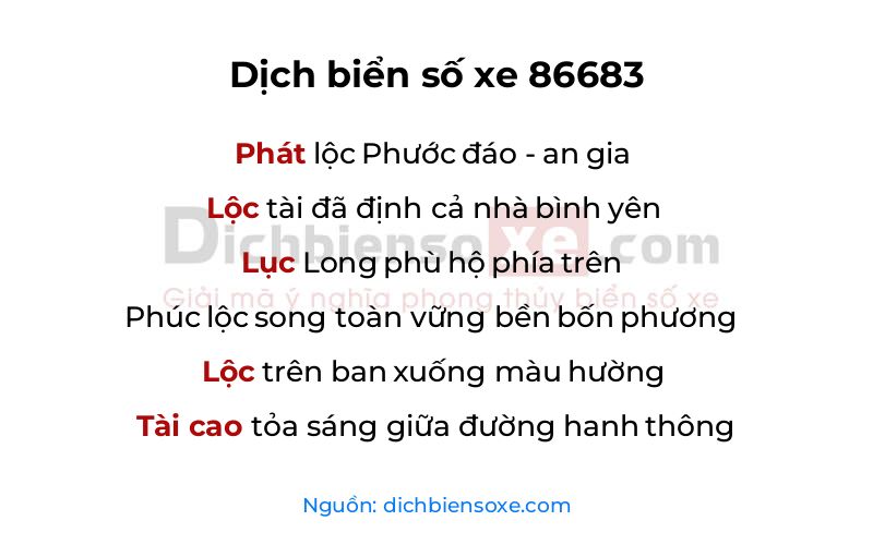 Dịch thơ biển số 86683