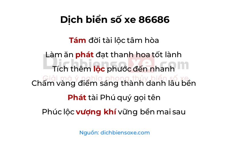 Dịch thơ biển số 86686