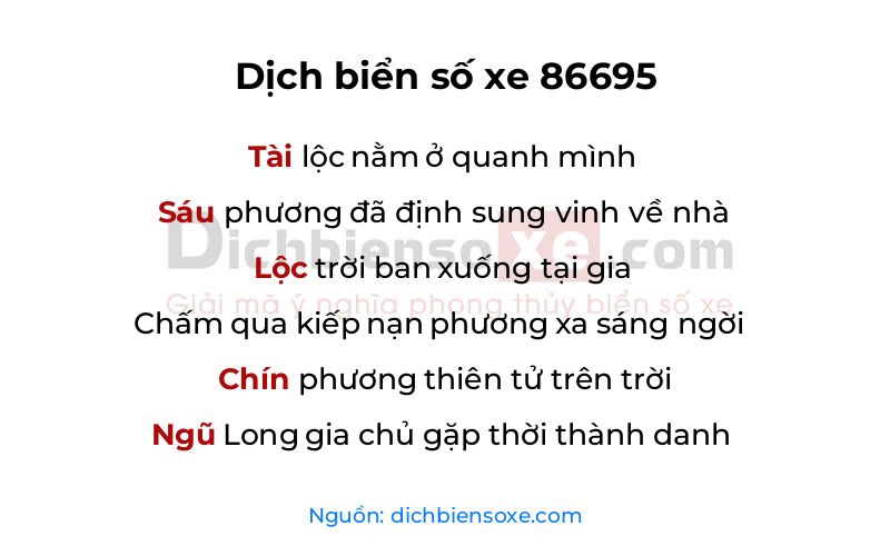 Dịch thơ biển số 86695