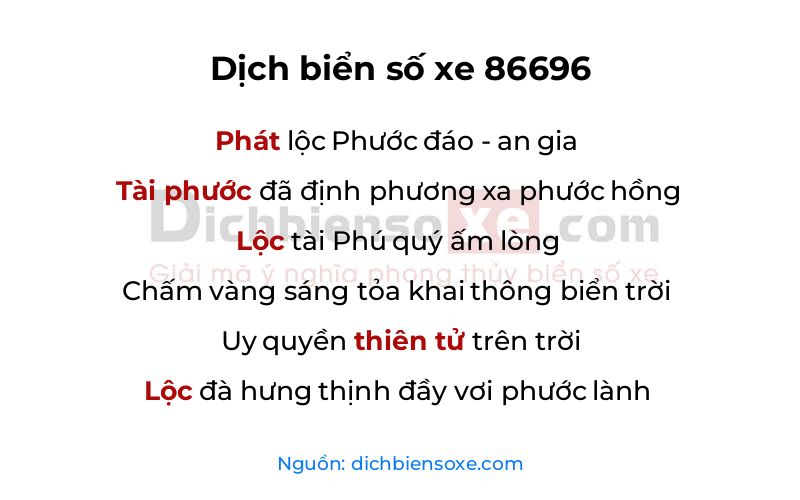 Dịch thơ biển số 86696