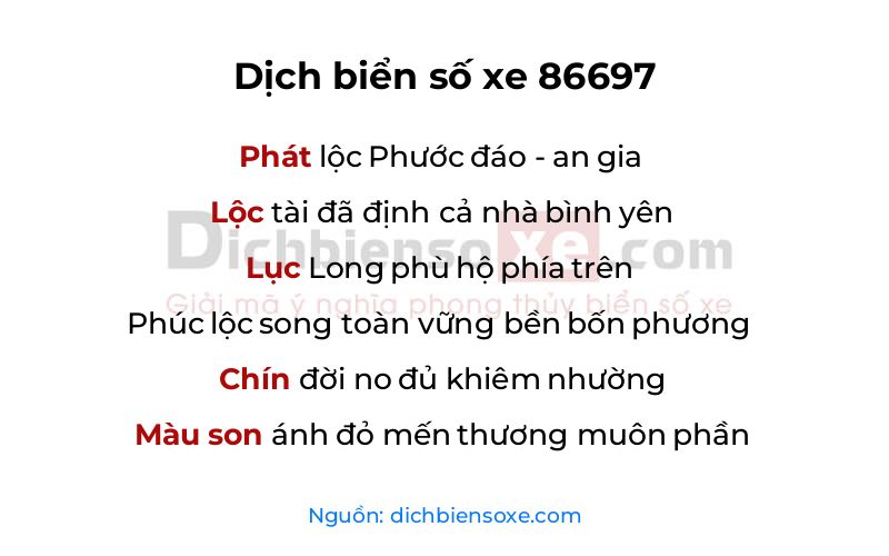 Dịch thơ biển số 86697