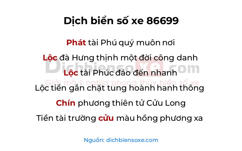 Dịch thơ biển số 86699