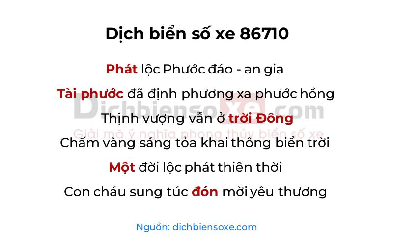 Dịch thơ biển số 86710