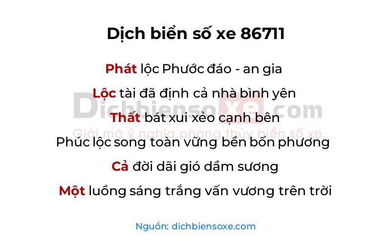 Dịch thơ biển số 86711