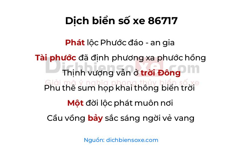 Dịch thơ biển số 86717