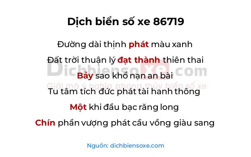 Dịch thơ biển số 86719
