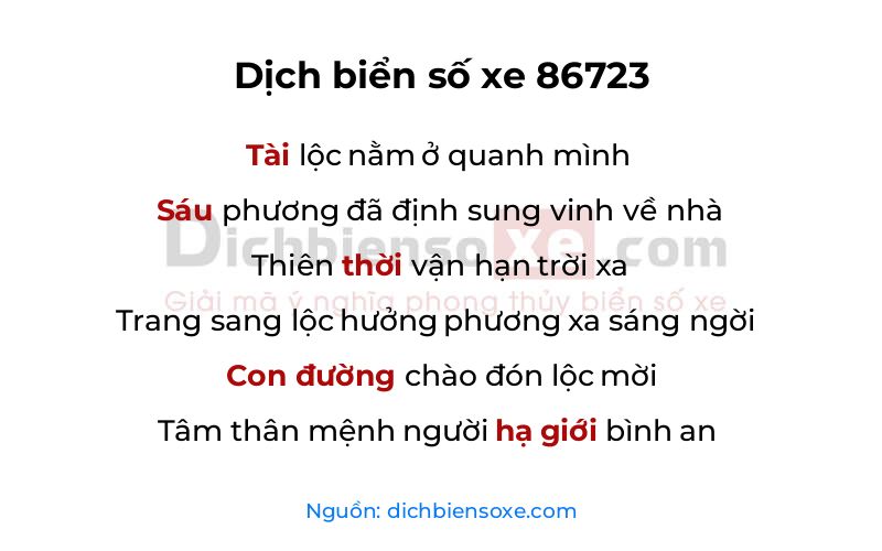 Dịch thơ biển số 86723
