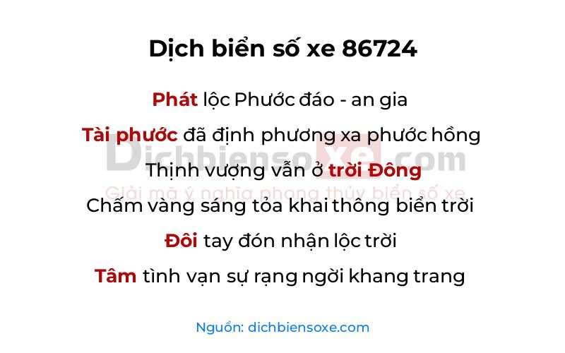 Dịch thơ biển số 86724