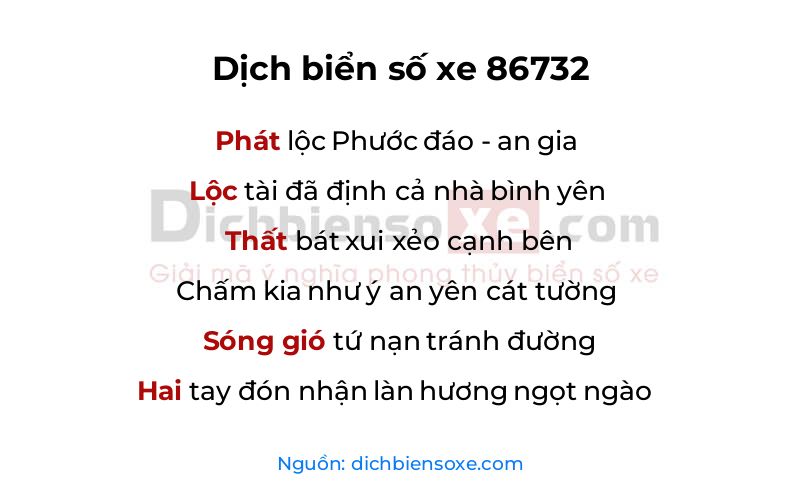 Dịch thơ biển số 86732