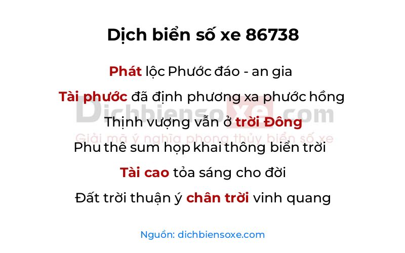 Dịch thơ biển số 86738