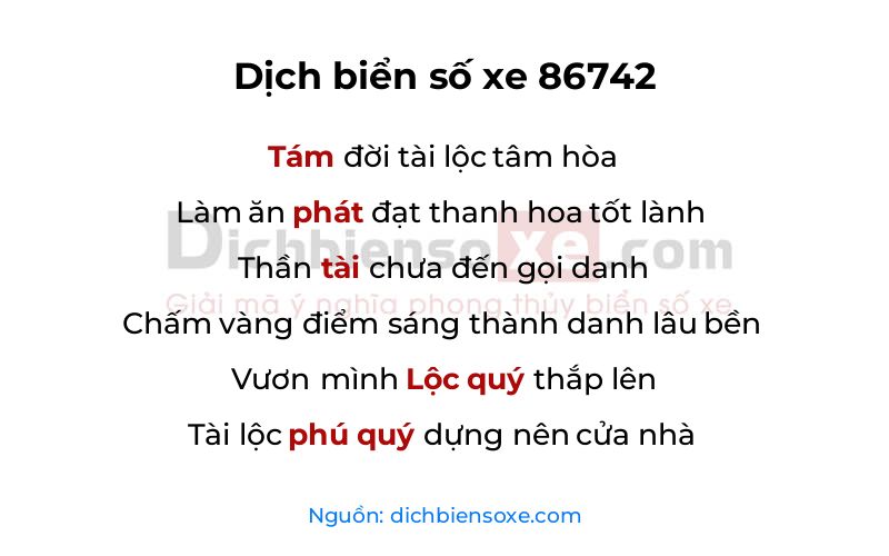 Dịch thơ biển số 86742
