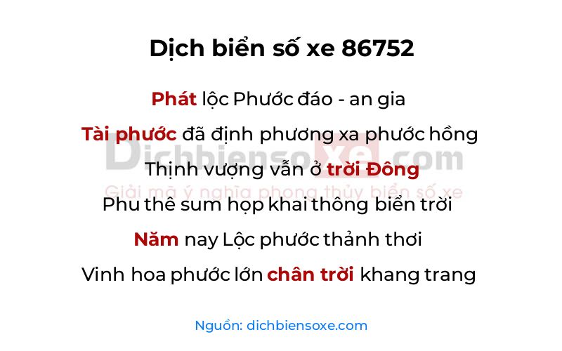 Dịch thơ biển số 86752