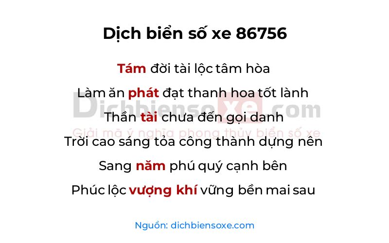 Dịch thơ biển số 86756