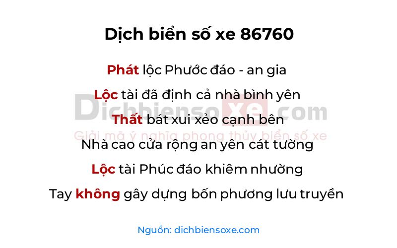 Dịch thơ biển số 86760