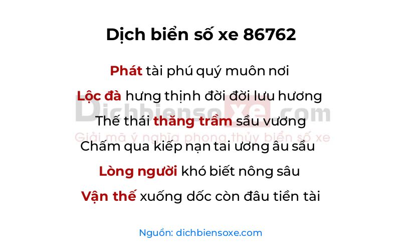 Dịch thơ biển số 86762