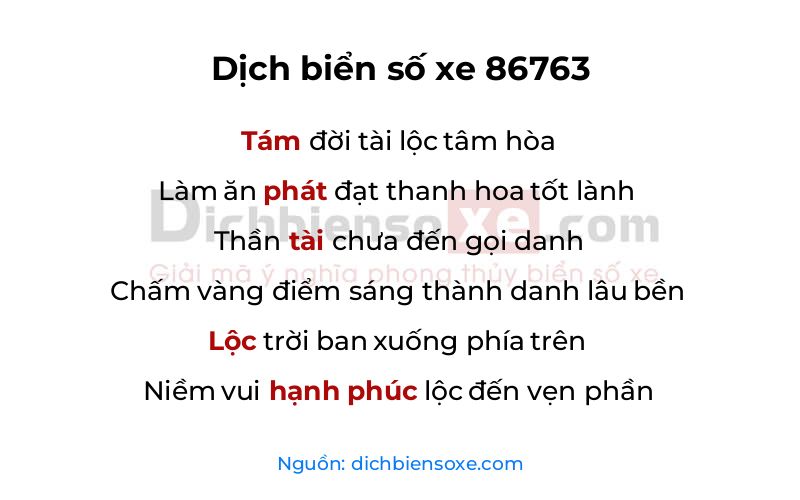 Dịch thơ biển số 86763