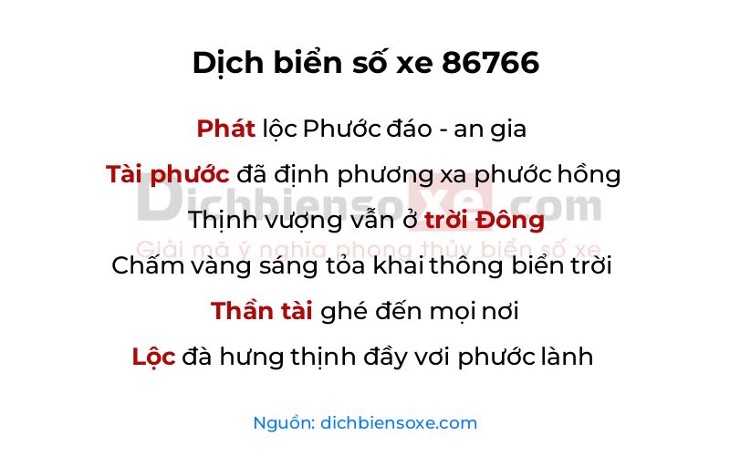 Dịch thơ biển số 86766