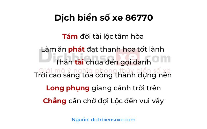 Dịch thơ biển số 86770