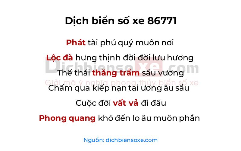 Dịch thơ biển số 86771