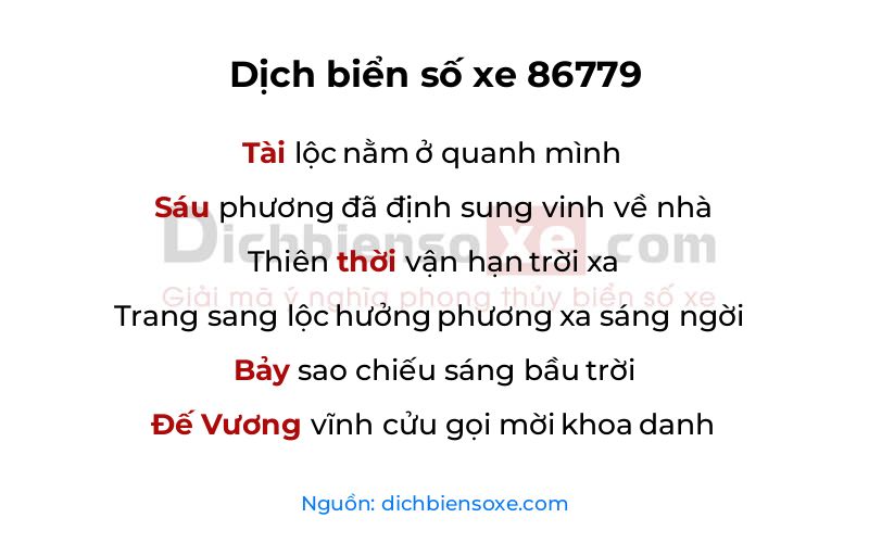 Dịch thơ biển số 86779