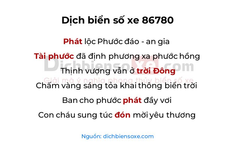 Dịch thơ biển số 86780