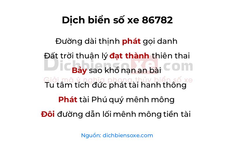 Dịch thơ biển số 86782
