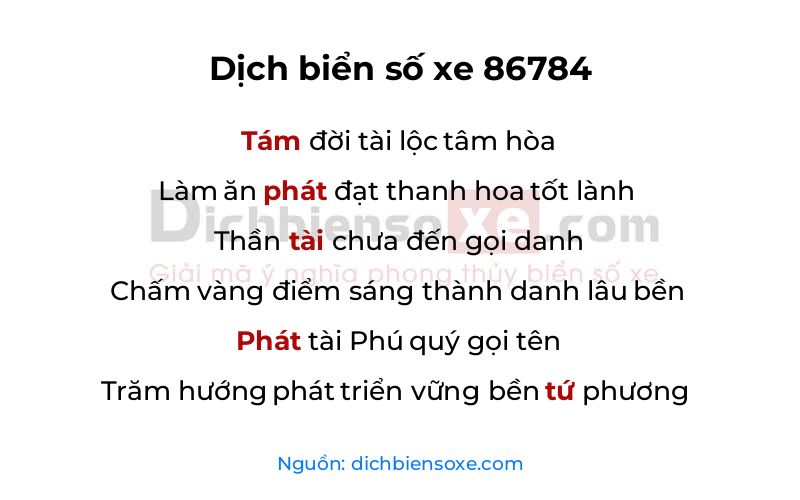 Dịch thơ biển số 86784