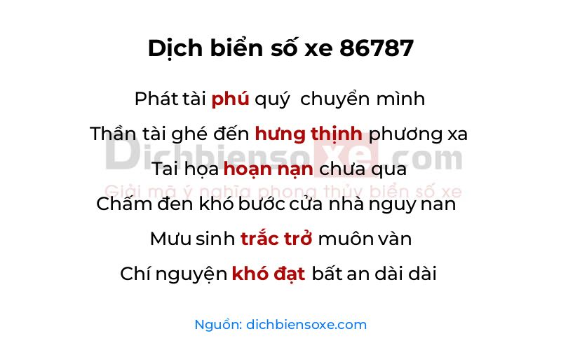 Dịch thơ biển số 86787