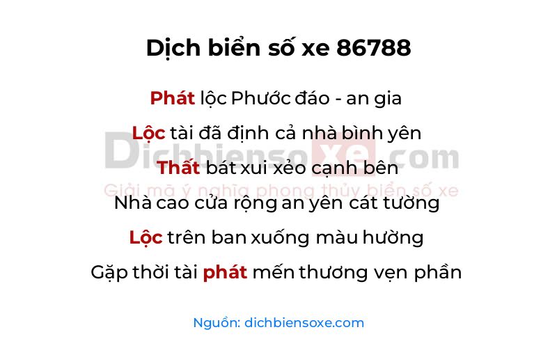 Dịch thơ biển số 86788