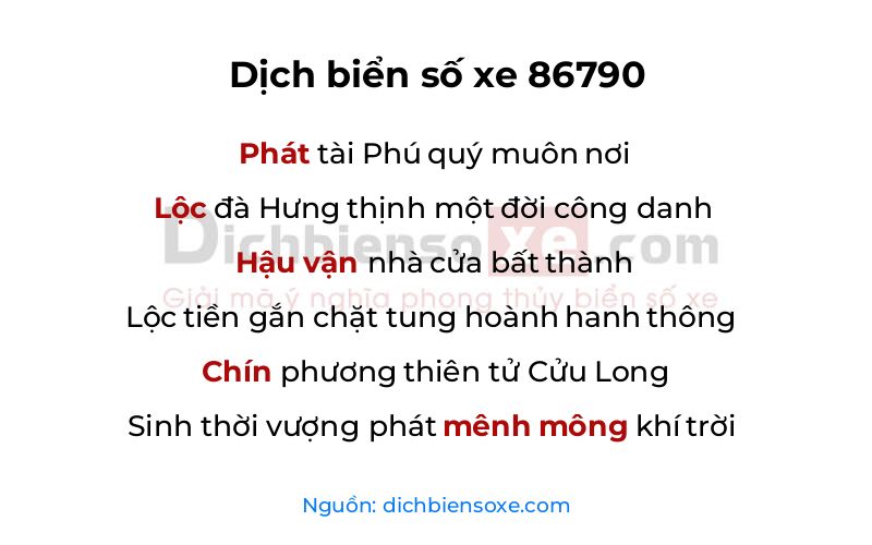Dịch thơ biển số 86790