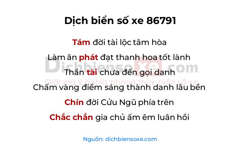 Dịch thơ biển số 86791