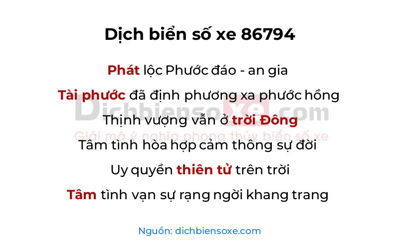 Dịch thơ biển số 86794