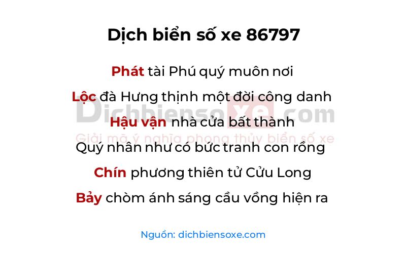 Dịch thơ biển số 86797