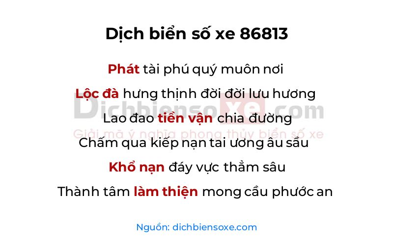 Dịch thơ biển số 86813