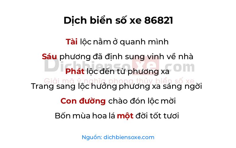 Dịch thơ biển số 86821