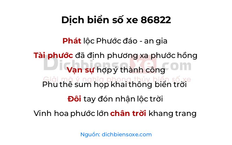 Dịch thơ biển số 86822