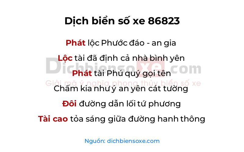 Dịch thơ biển số 86823