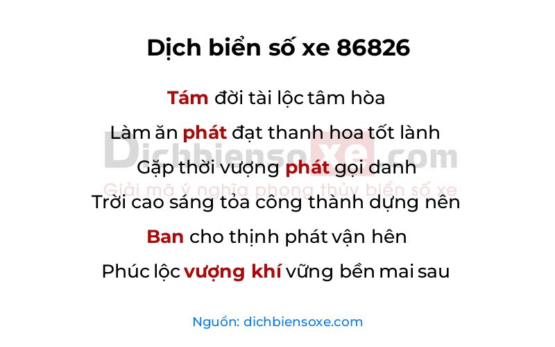 Dịch thơ biển số 86826