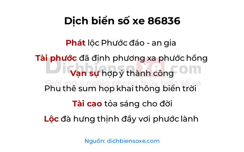 Dịch thơ biển số 86836