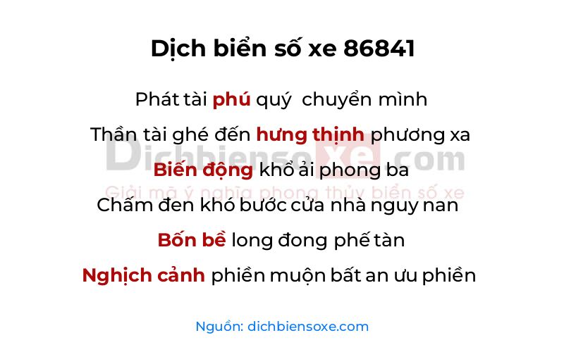 Dịch thơ biển số 86841