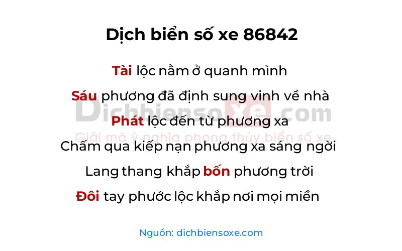 Dịch thơ biển số 86842