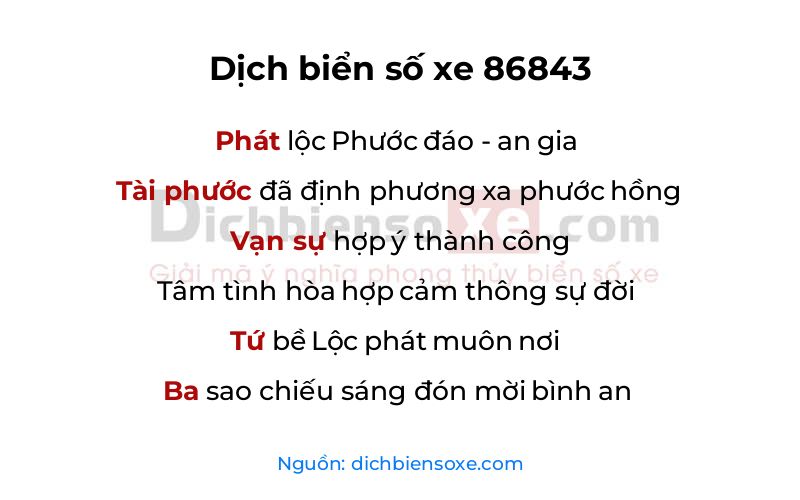 Dịch thơ biển số 86843