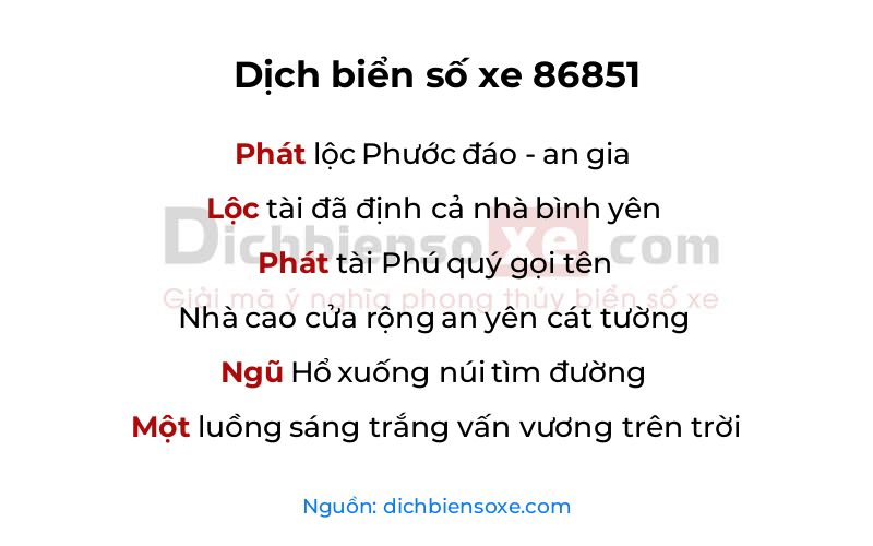 Dịch thơ biển số 86851