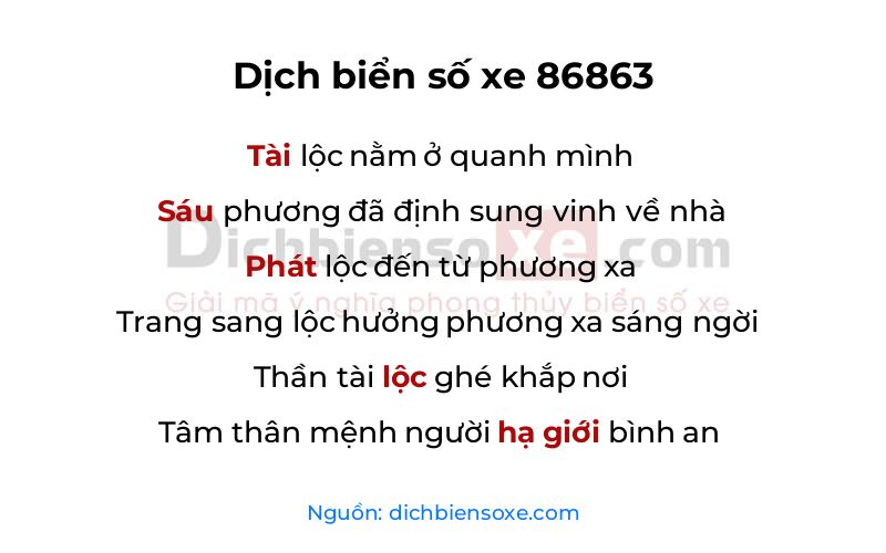 Dịch thơ biển số 86863