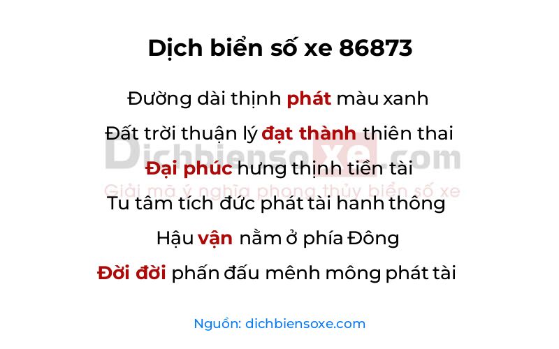 Dịch thơ biển số 86873