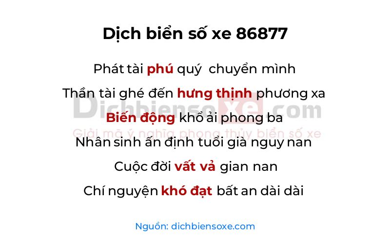 Dịch thơ biển số 86877